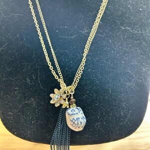 Betsey Johnson Gold and Blue Owl Necklace